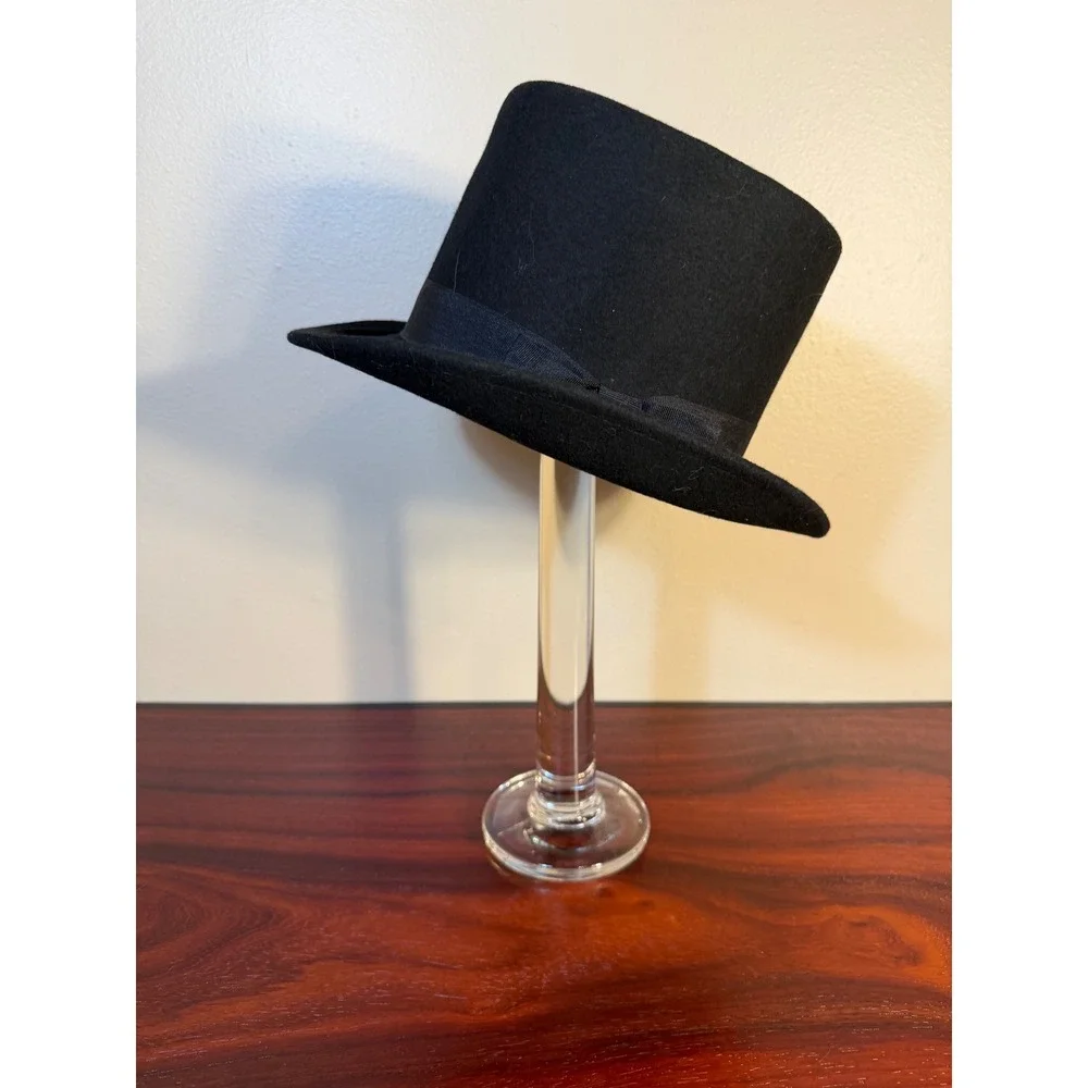 Free Authority Black 100% Wool Top Hat Formal Costume Magician OSFM RN115665